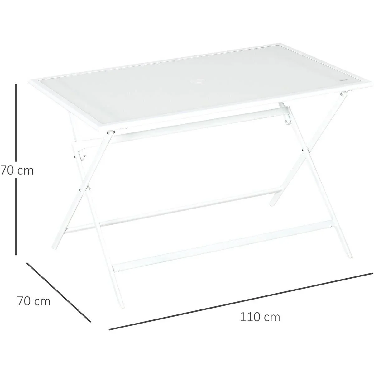 Gartentisch - Weiß - Metall/Glas - 110 x 70 x 70 cm - 5