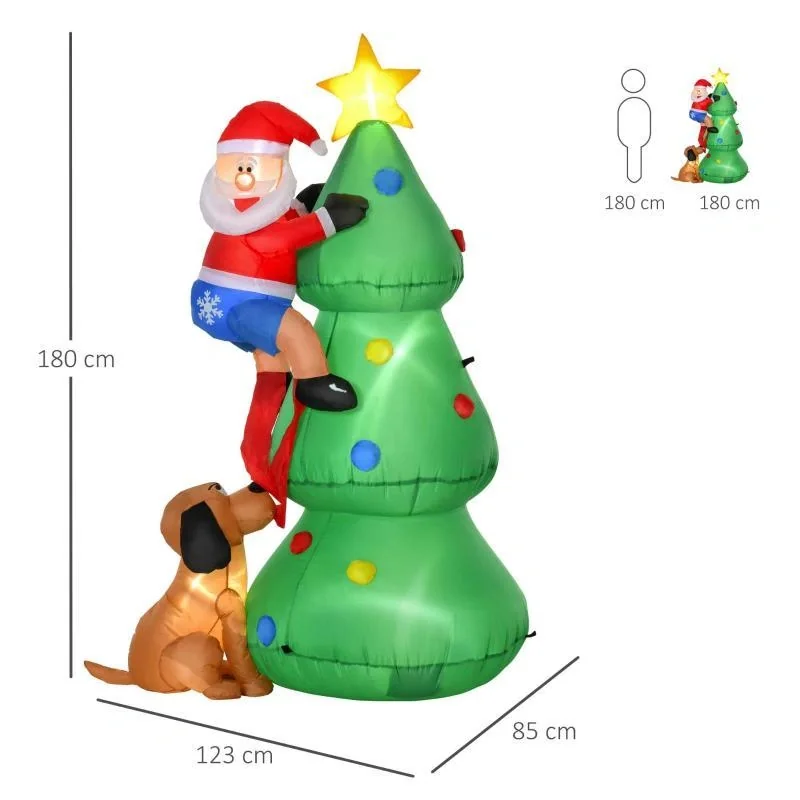 Aufblasbarer Weihnachtsbaum mit Weihnachtsmann und dem Hund 180 cm - 4