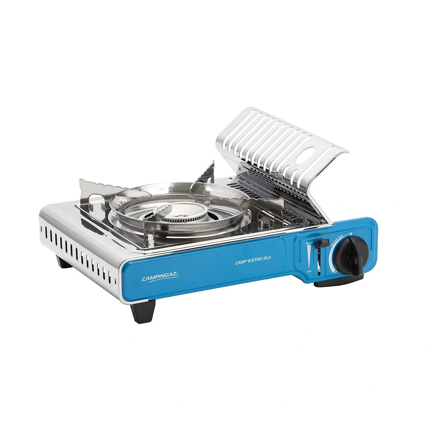 Camp'Bistro  DLX Campingkocher mit Piezozündung und Überhitzungsschutz, Edelstahleinlage, inkl. Transportkoffer - 4