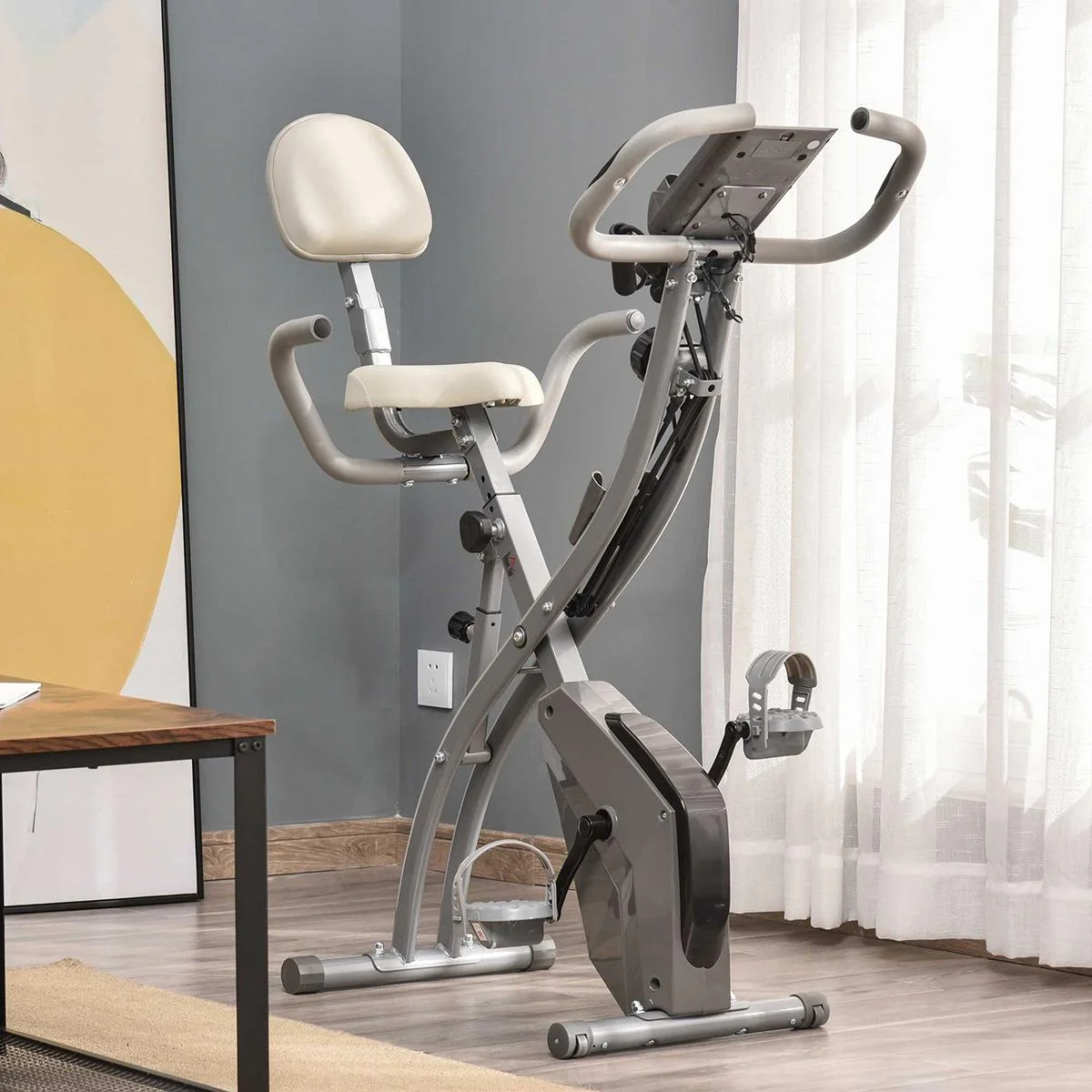 Heimtrainer 2-in-1 Fahrradtrainer LCD-Display klappbarer Hometrainer Trimmrad mit 8 stufig einstellbarem Magnetwiderstan - 1