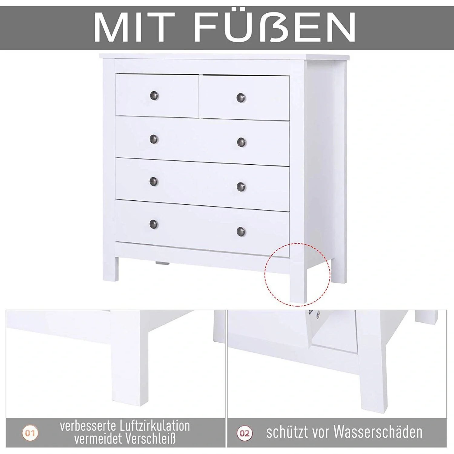 Kommode mit 5 Schubladen - 9