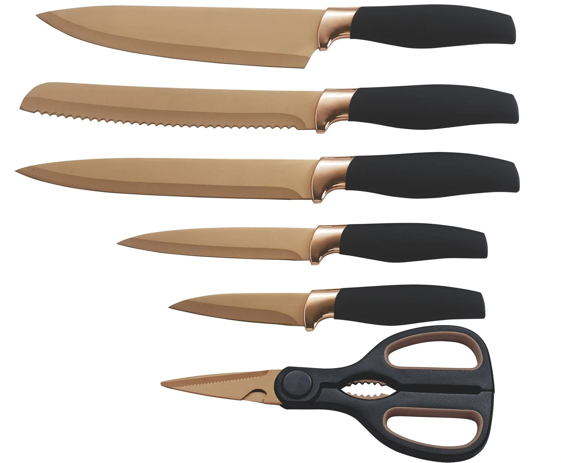 Messerset "Titanium Rosé", inklusive Universalschere, Roségold/ Schwarz 6-teilig - 4