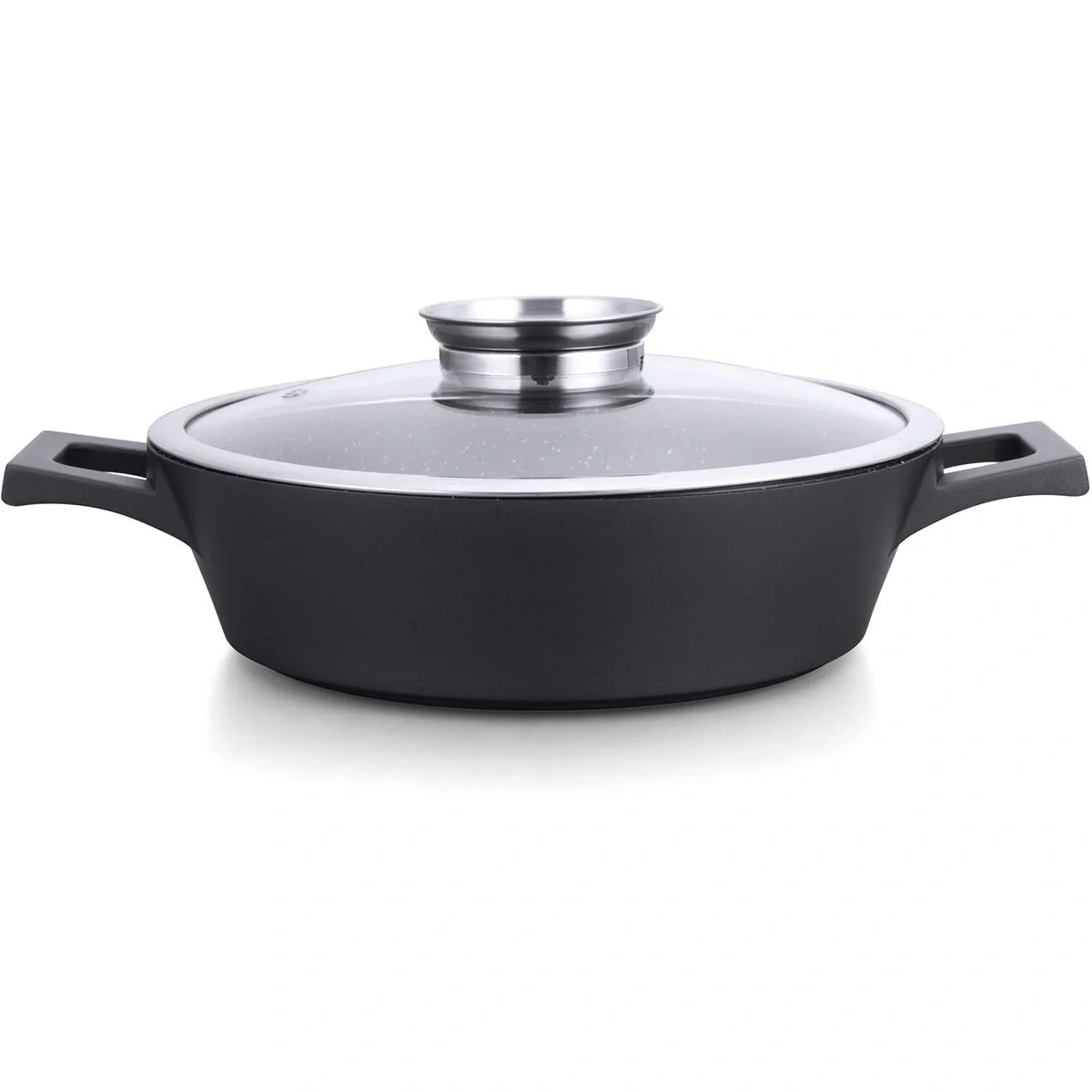 Niedrige Pfanne / Bratpfanne - mit Glasdeckel - und Aromadiffusor - 40cm - 2