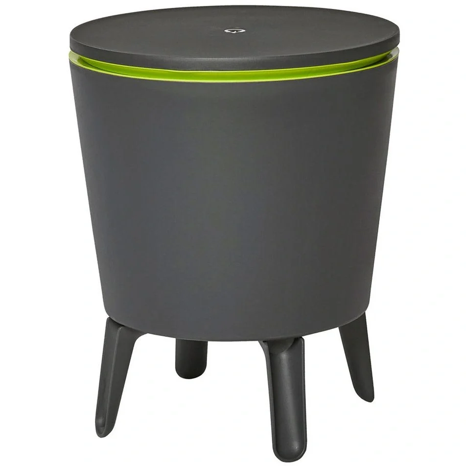Beistelltisch mit Coolbar/Kühlbox/Partykühler - Grau/Grün - Ø50cm - 30L - 6