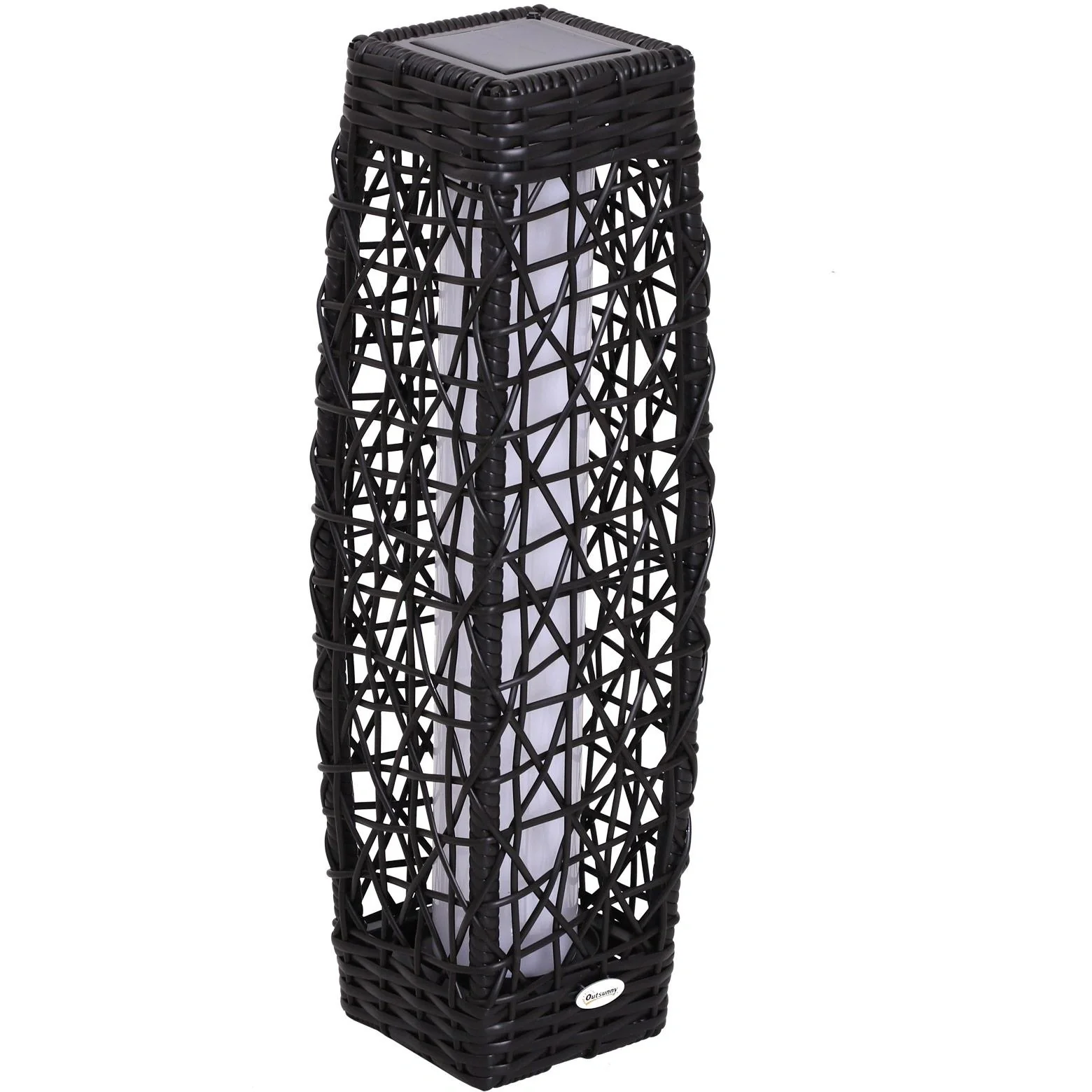 Solarlampe Rattan Gartenlampe Wegbeleuchtung Lichtsensor automatisch wasserdicht kaffeebraun L19 x B19 x H68 cm - 8