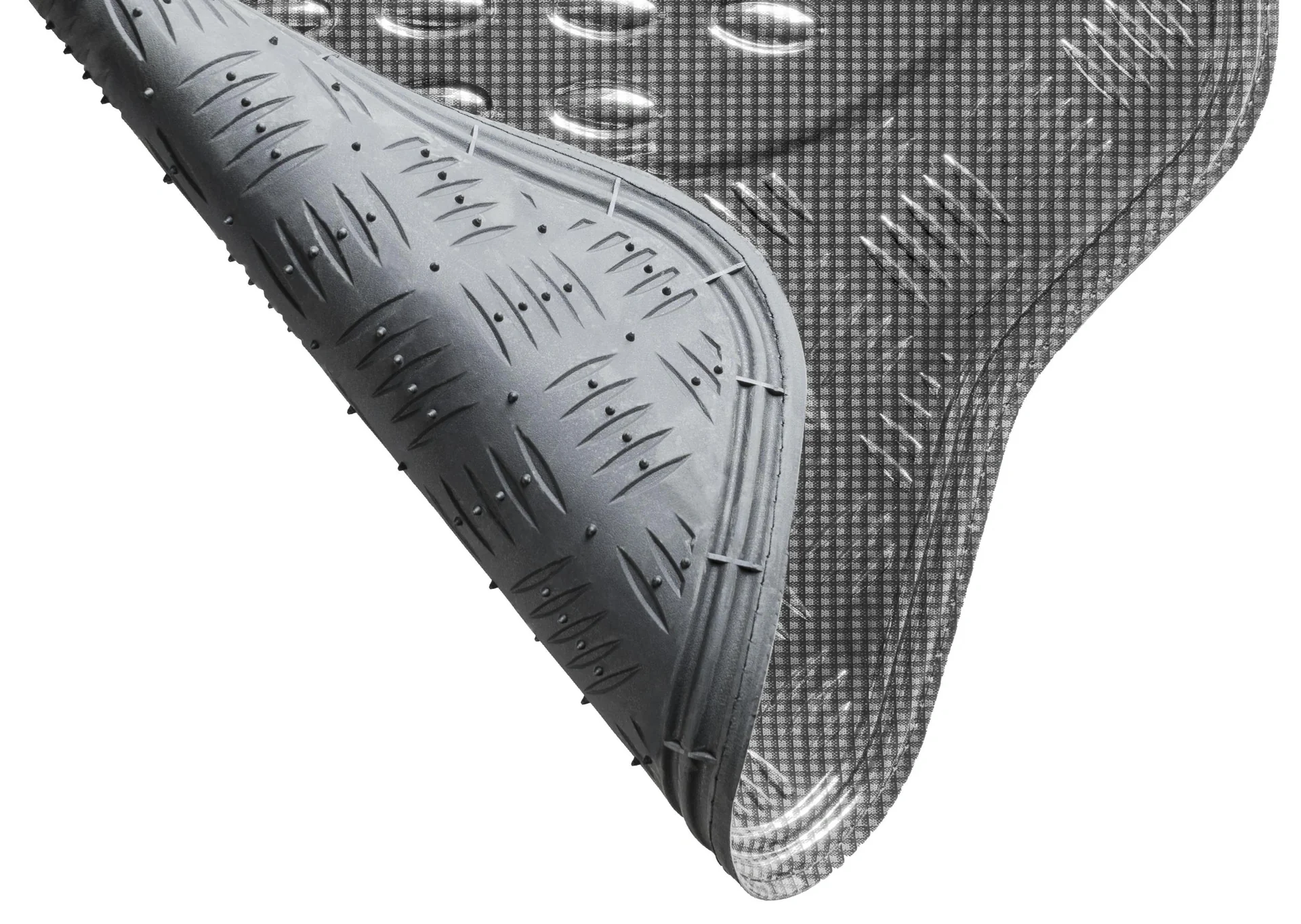 Auto Gummimatten Metallic Riffelblech look silber maxi-4 teilig, 2 Vordermatten 68x44,5 cm, 2 Rückmatten 39,5x 44,5 cm - 2