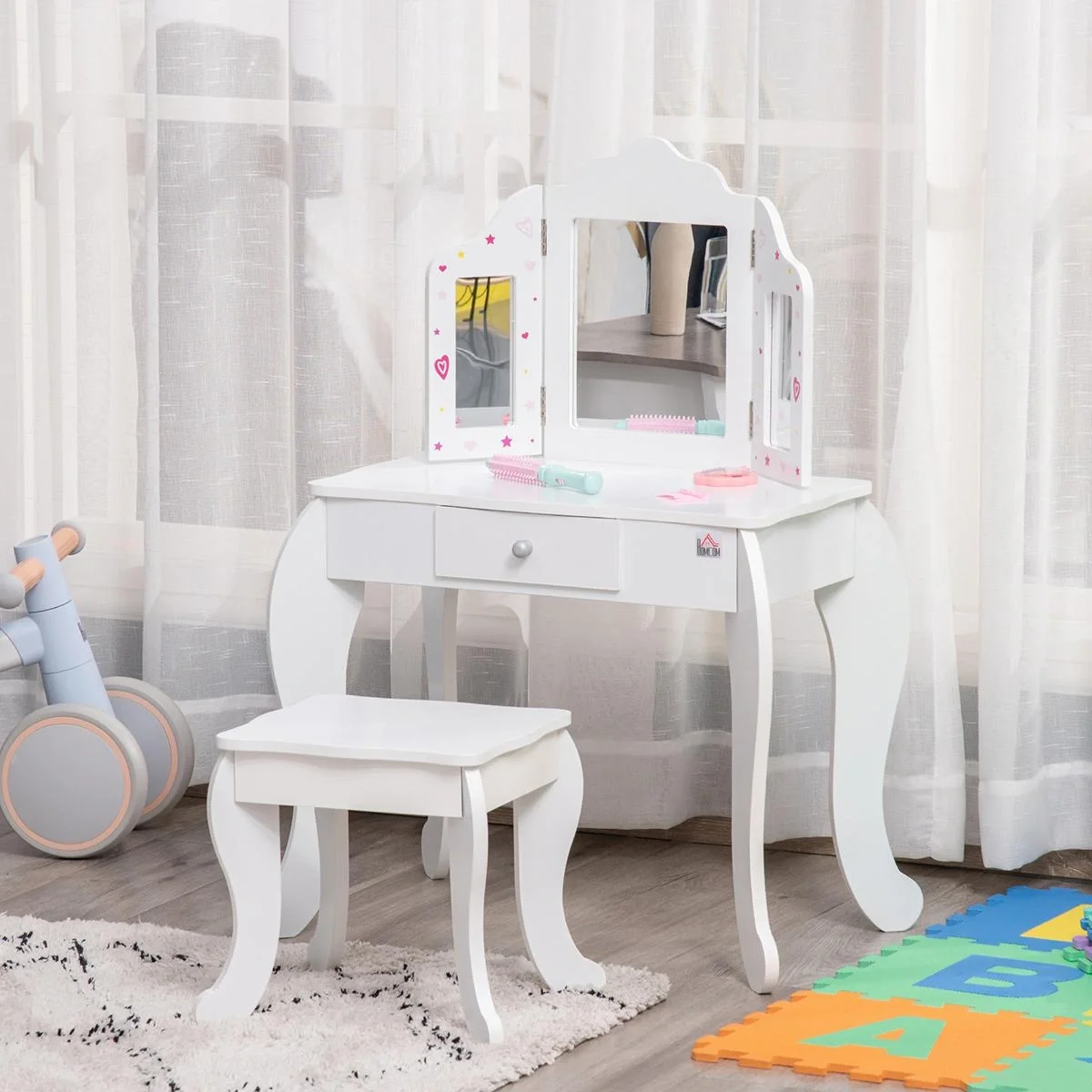 Kinderschminktisch mit Hocker 63 cm x 40 cm x 85,5 cm - 3