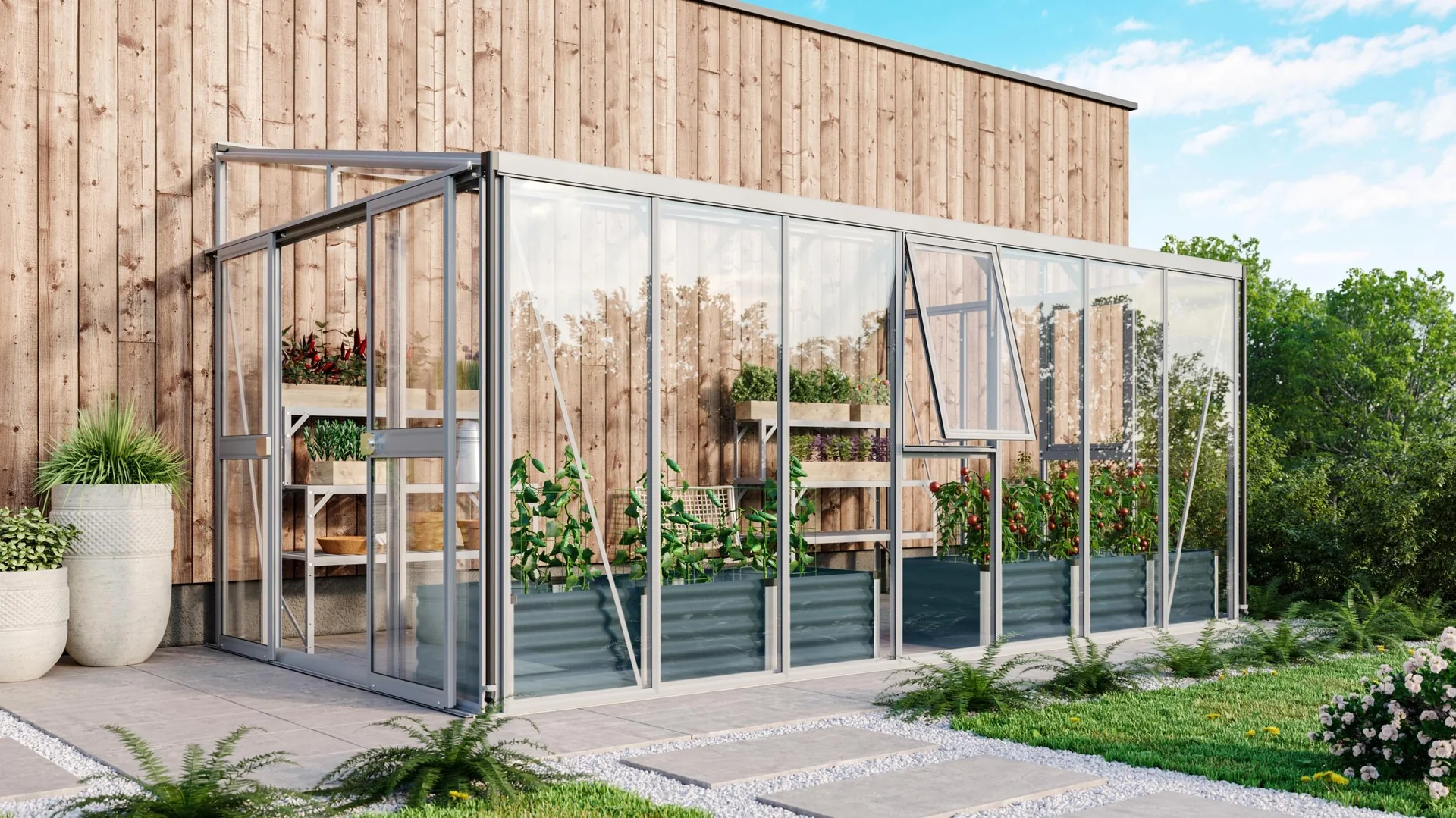 Gewächshaus Helena 11900 ESG/HKP 3/10 mm, Farbe alu - 2