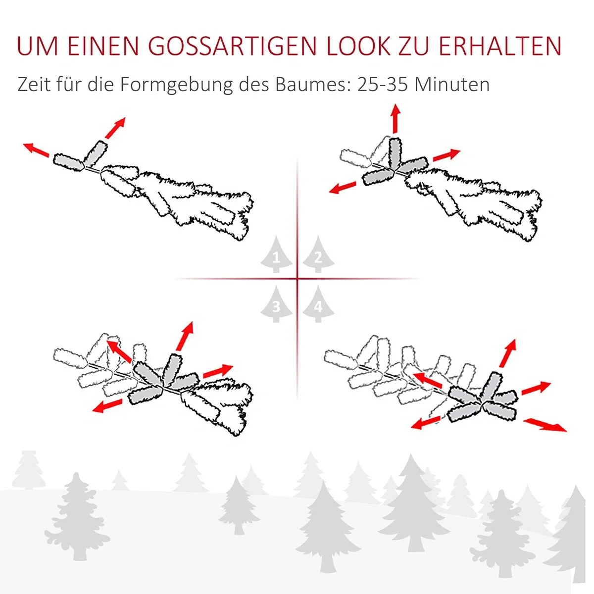 Weihnachtsbaum künstlich 180 cm Christbaum mit 1000 Astspitzen inkl. Christbaum-Ständer Metall Silber+Weiß Ø103 x 180 cm - 5