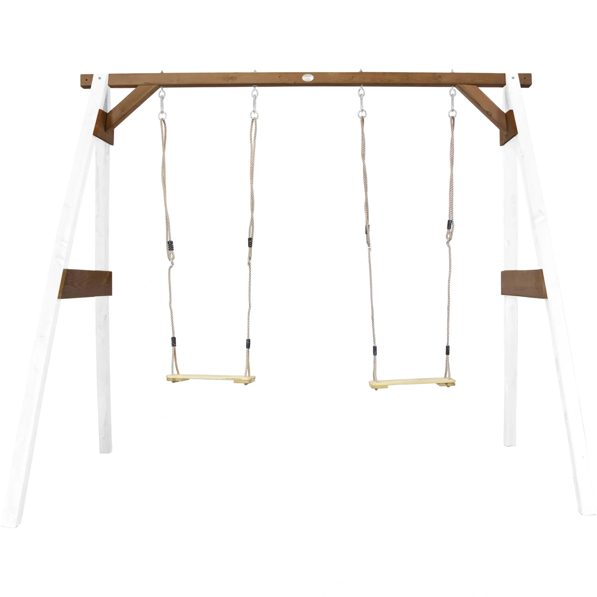 Doppelschaukel Weiß/Braun - 7