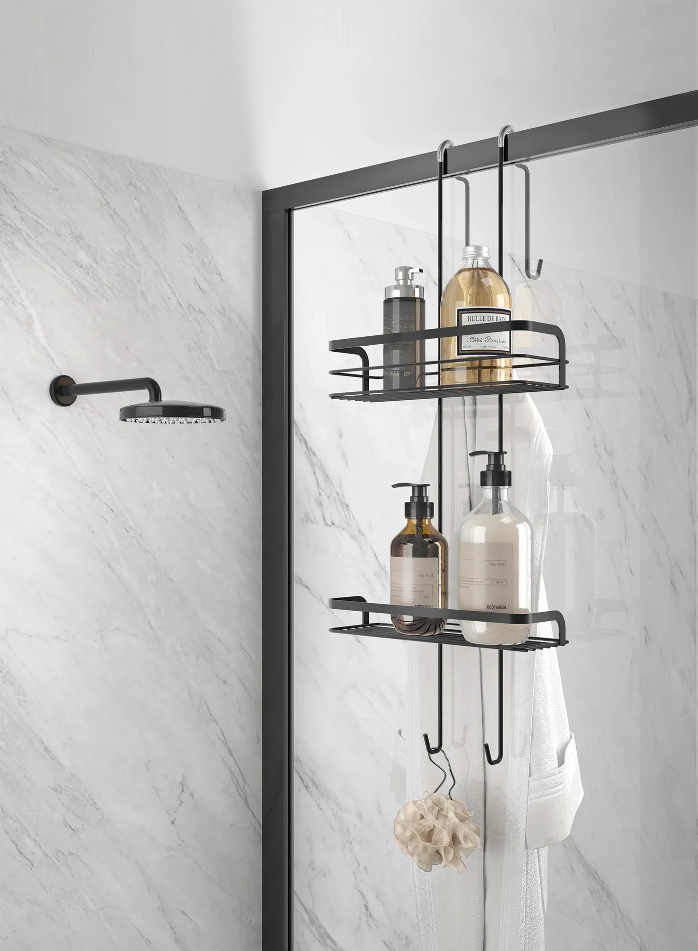 Duschregal "Origin Lava", Schwarz, matt, 26 x 19 x 70 cm - 4