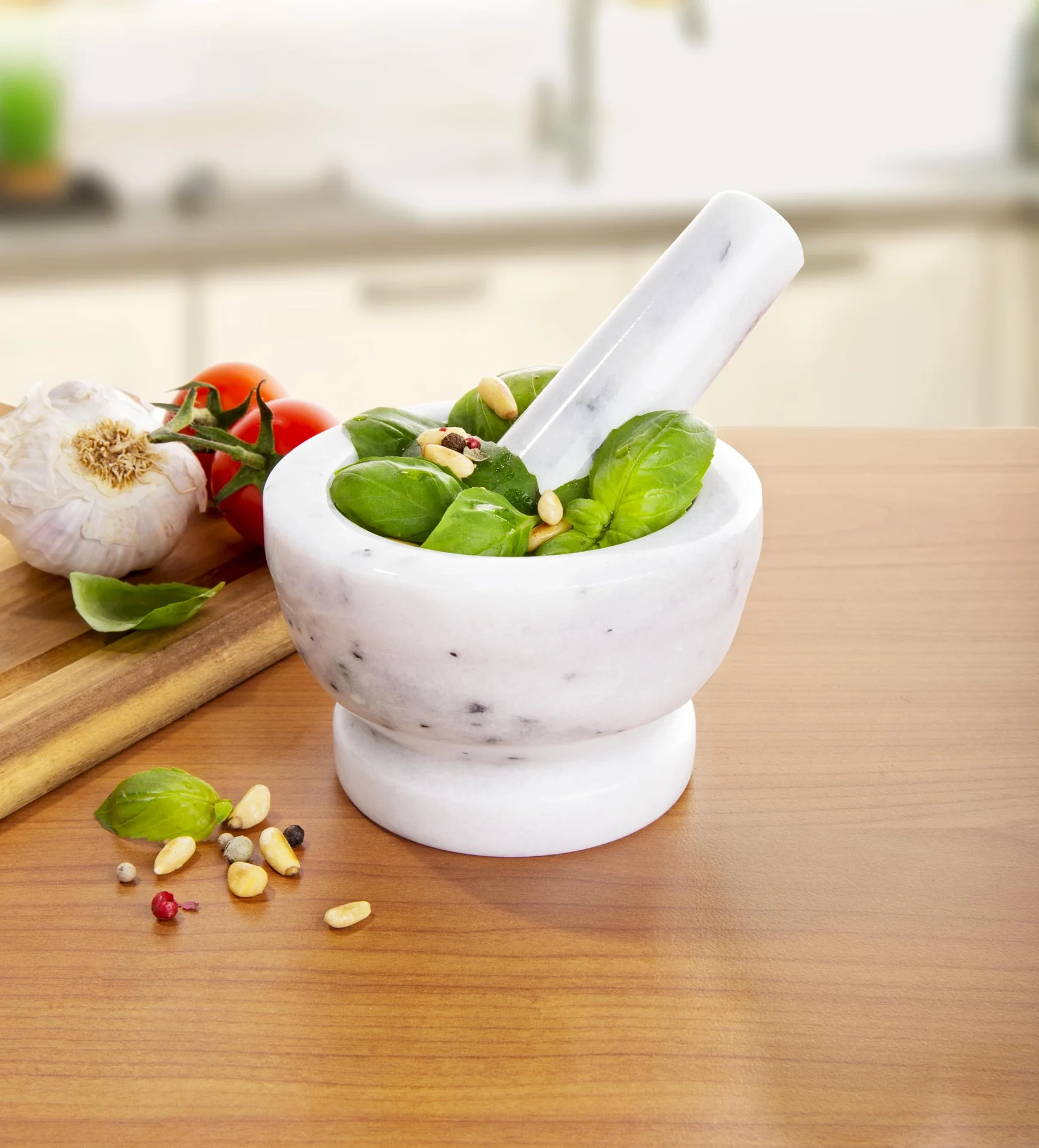 Granit-Mörser, Marmor-Design, 7 x 10 cm - 2