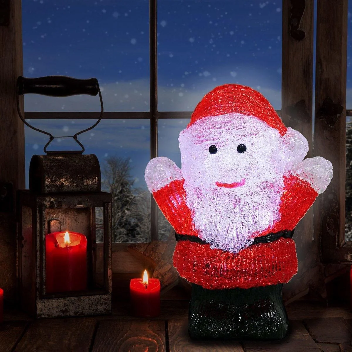 Weihnachtsmann LED Figur - mit Batterien - 14x9x18Cm - 4