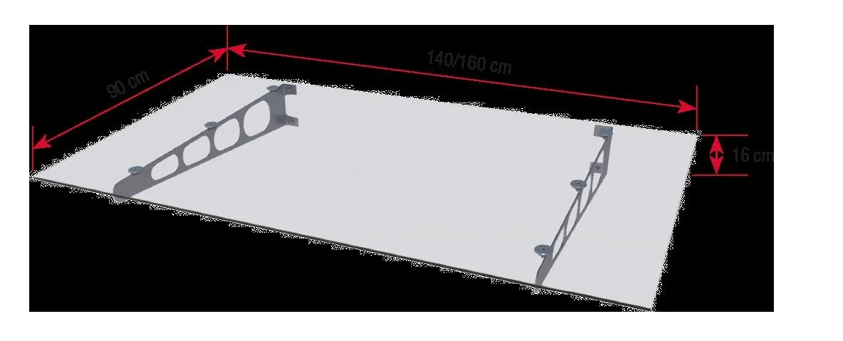 Edelstahlvordach HD/LT 140 klar, 140 x 90 x 16 cm, Edelstahl, Verbundsicherheitsglas (VSG) 8mm klar - 4