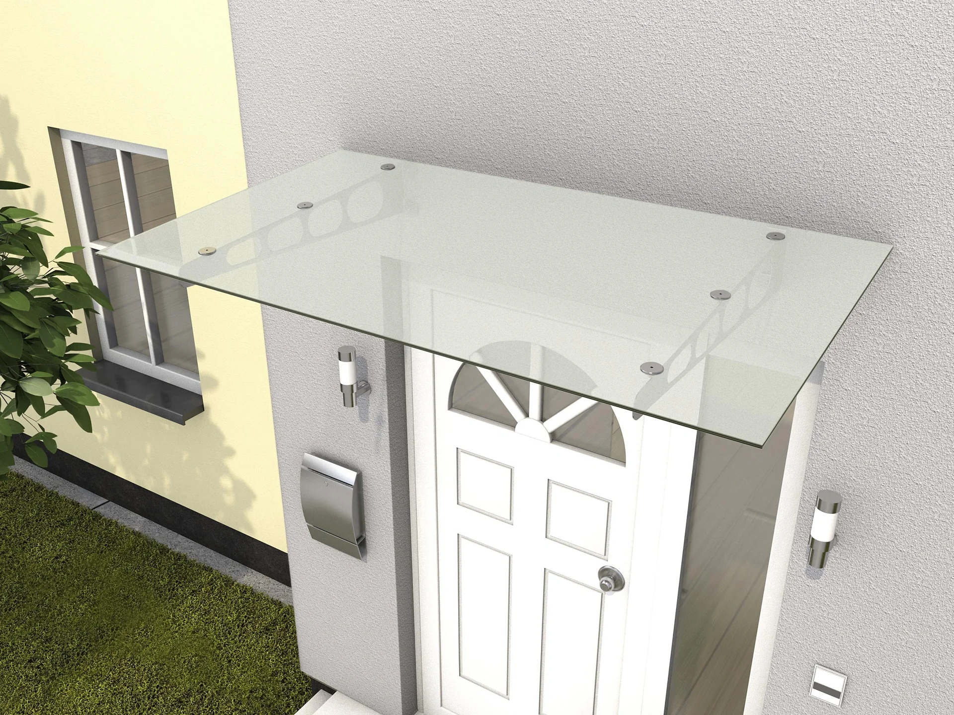 Edelstahlvordach HD/LT 160 gefrostet, 160 x 90 x 16 cm, Edelstahl, Verbundsicherheitsglas (VSG) 8mm gefrostet - 3
