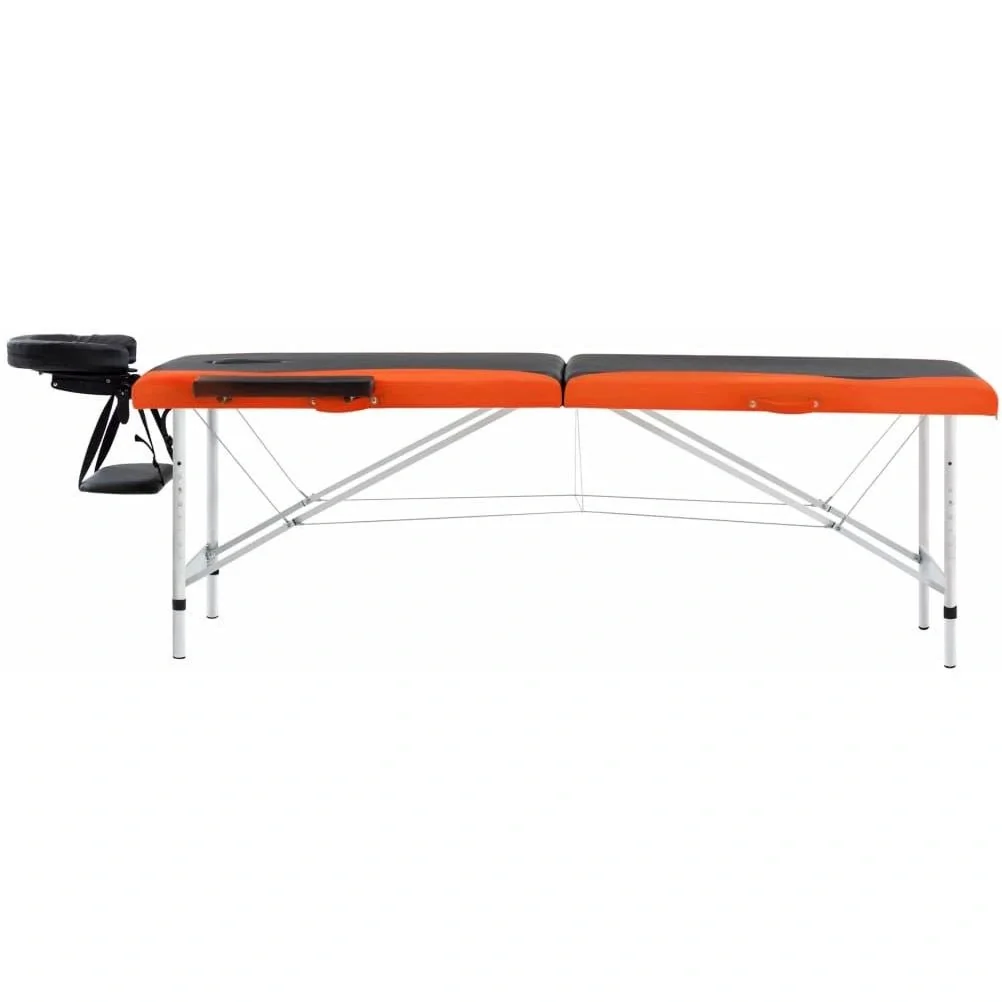 Klappbare Massageliege 2 Zonen Aluminium schwarz und orange - 8