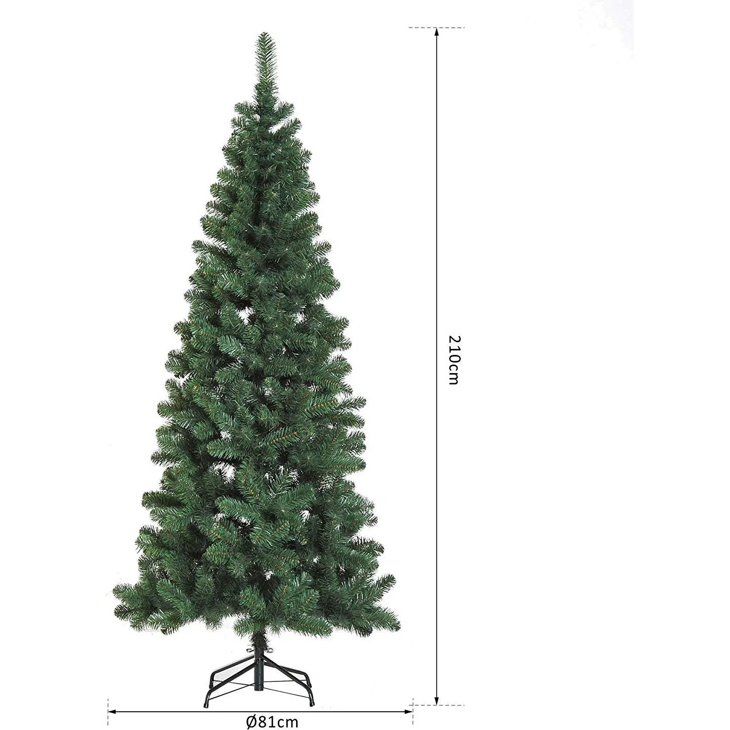 Weihnachtsbaum 210cm mit Metallständer 631 Spitzen Grün - 5
