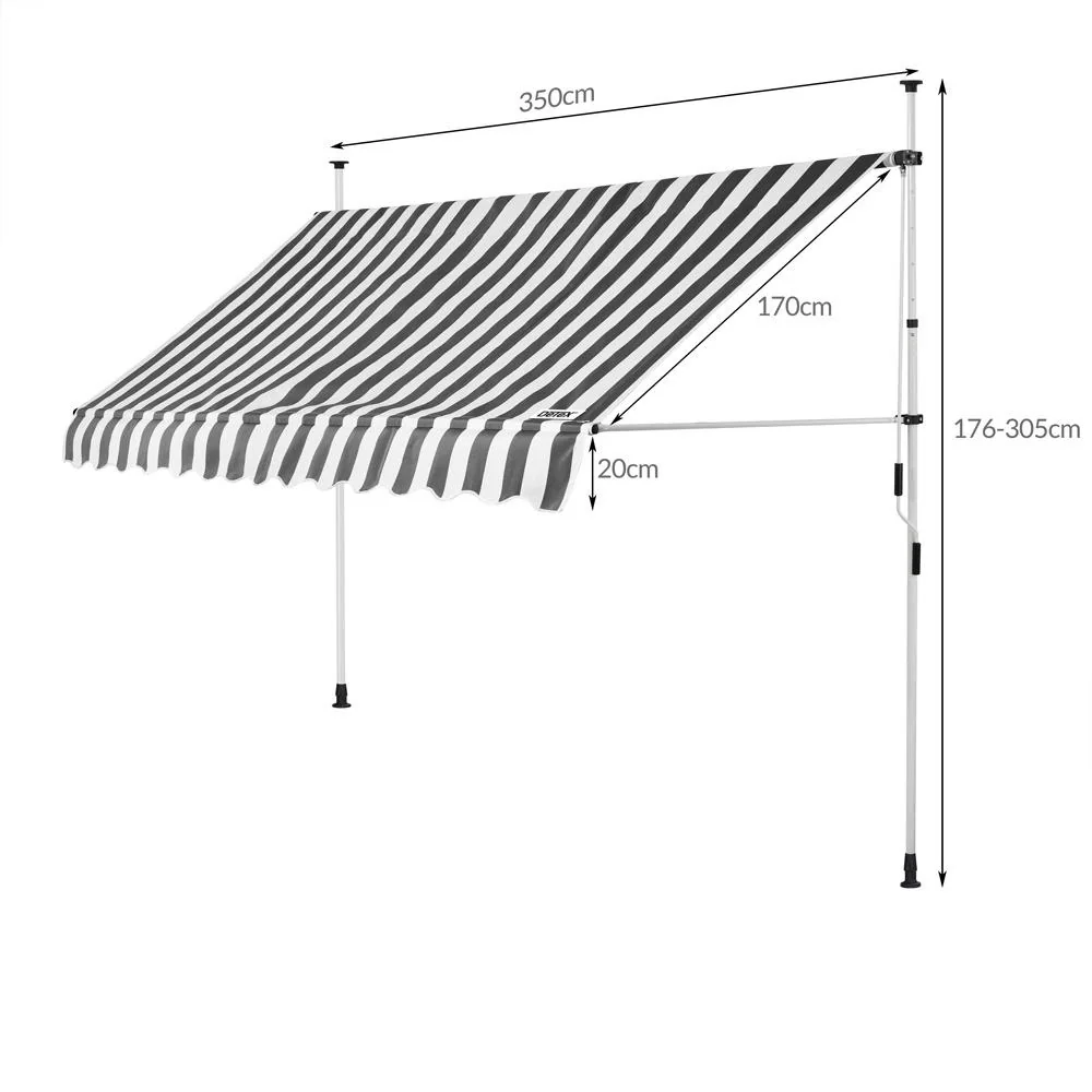 Klemmmarkise Weiß/Grau 350cm - 4