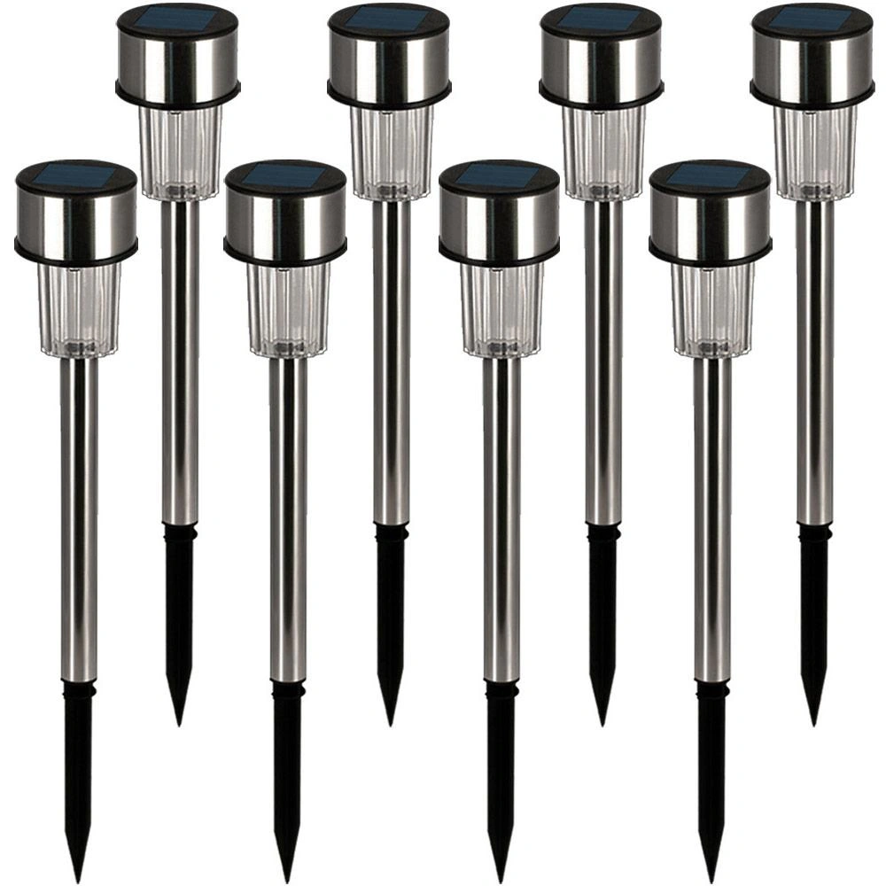 LED Solarlampen 8er Set - Edelstahl - Gartenbeleuchtung - Spülenstrahler- 31cm - 3