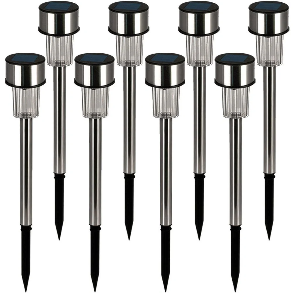 LED Solarlampen 8er Set - Edelstahl - Gartenbeleuchtung - Spülenstrahler- 31cm - 3