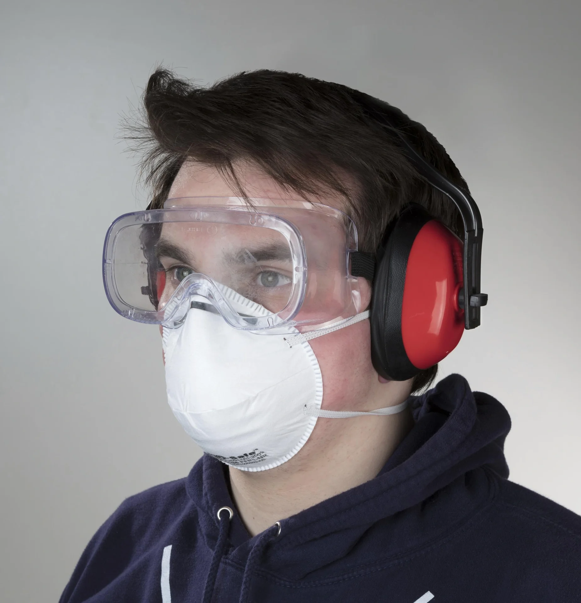 Grobstaubschutzmaske inklusive Schutzbrille und Gehörschutz - 3