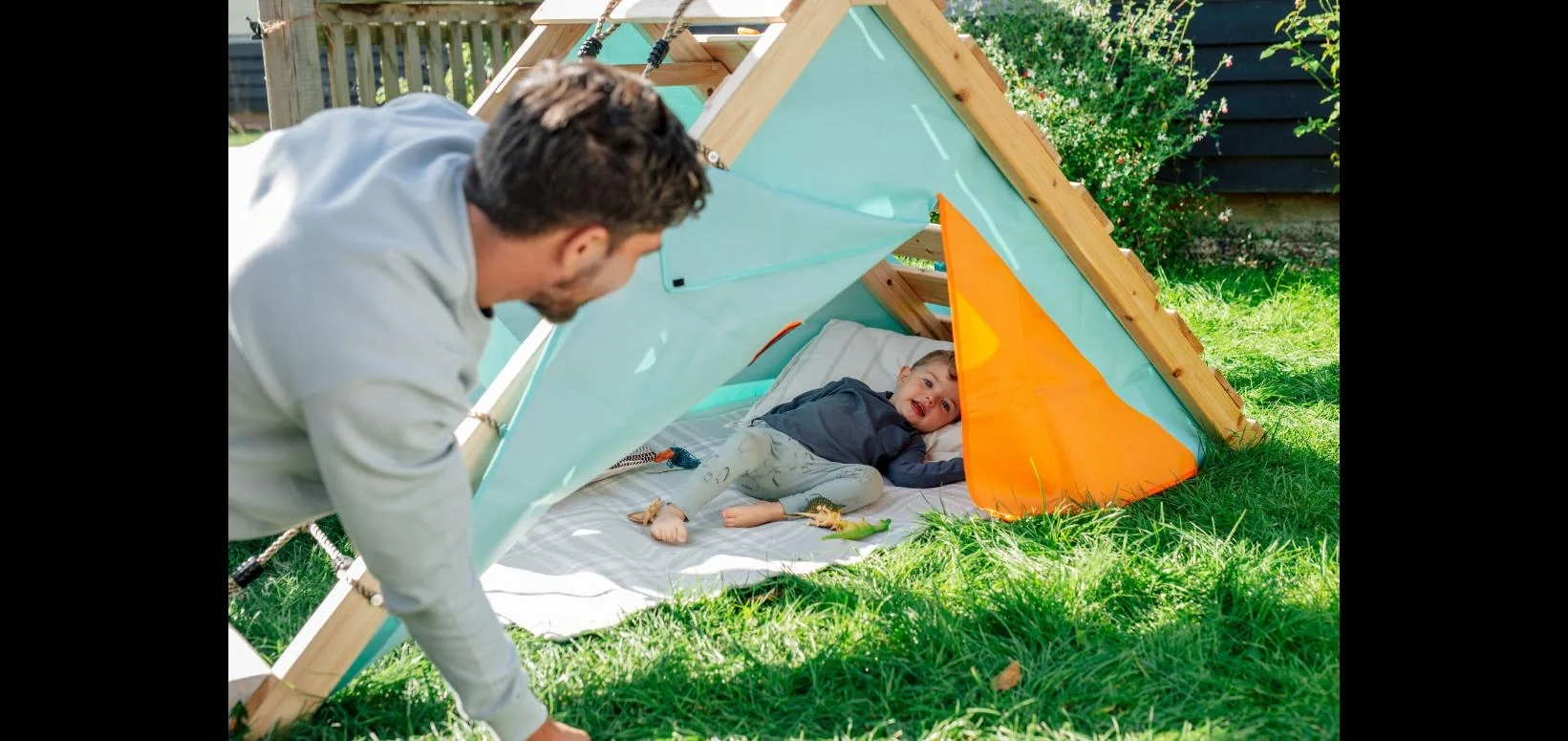 My First Wooden Playcentre, Outdoor-Playcentre für Kinder aus Holz, Kletterwand, Kletternetz, Rutsche, natur - 11