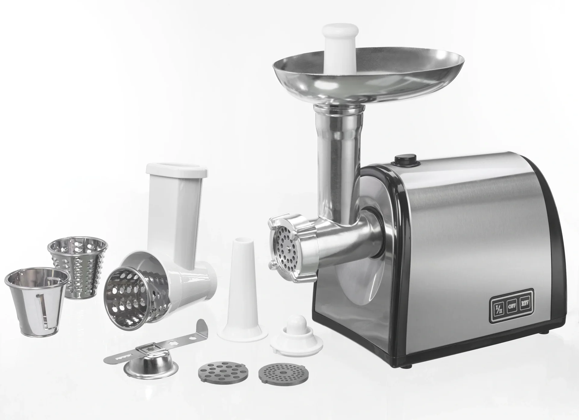 Edelstahl Fleischwolf mit Spritzgebäckvorsatz und Gemüseschneidaufsatz - 3