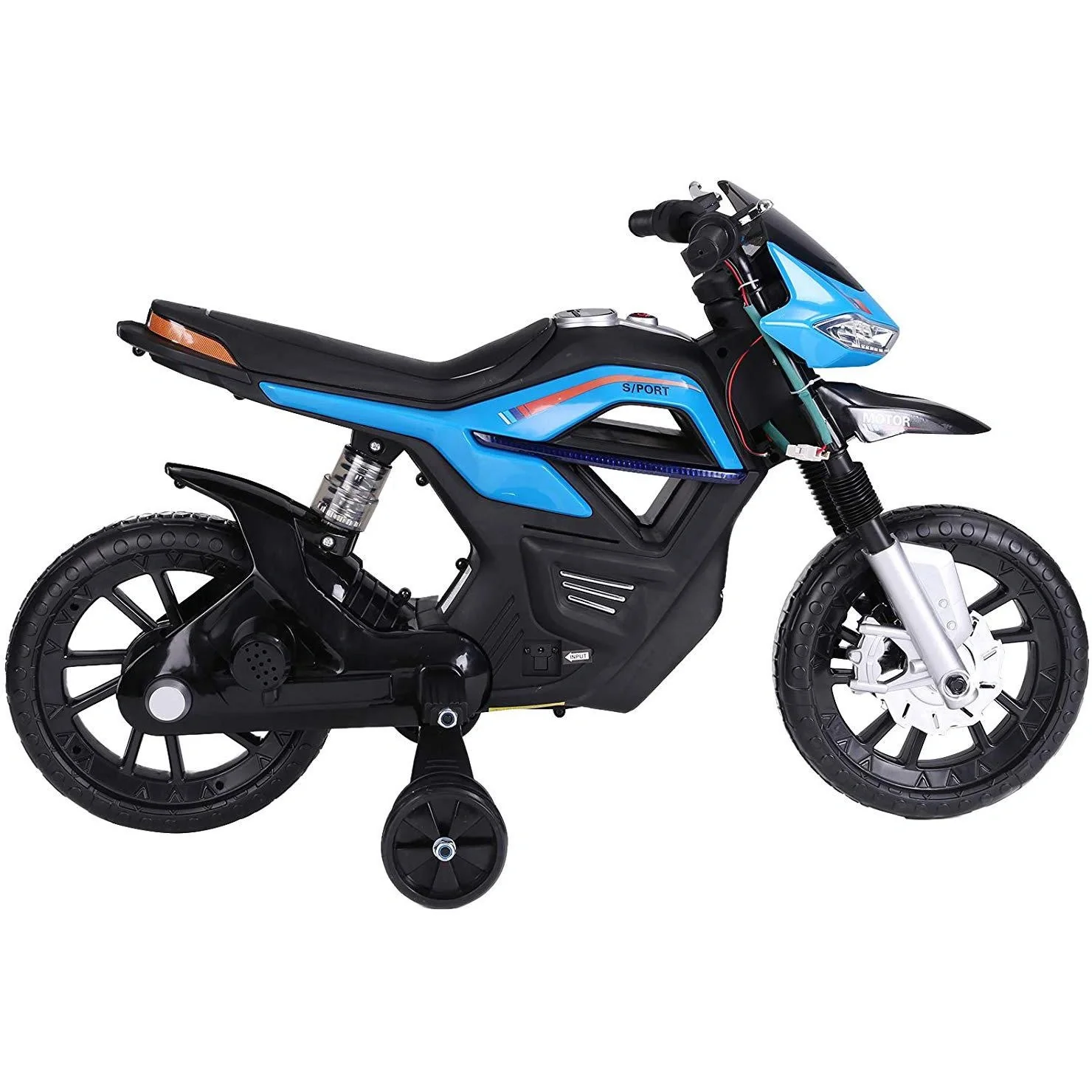 Elektro-Motorrad Motorrad für Kinder ab 3 Jahren Elektrofahrzeuge 3 km/h PP Blau 105 x 52,3 x 62,3 cm - 8