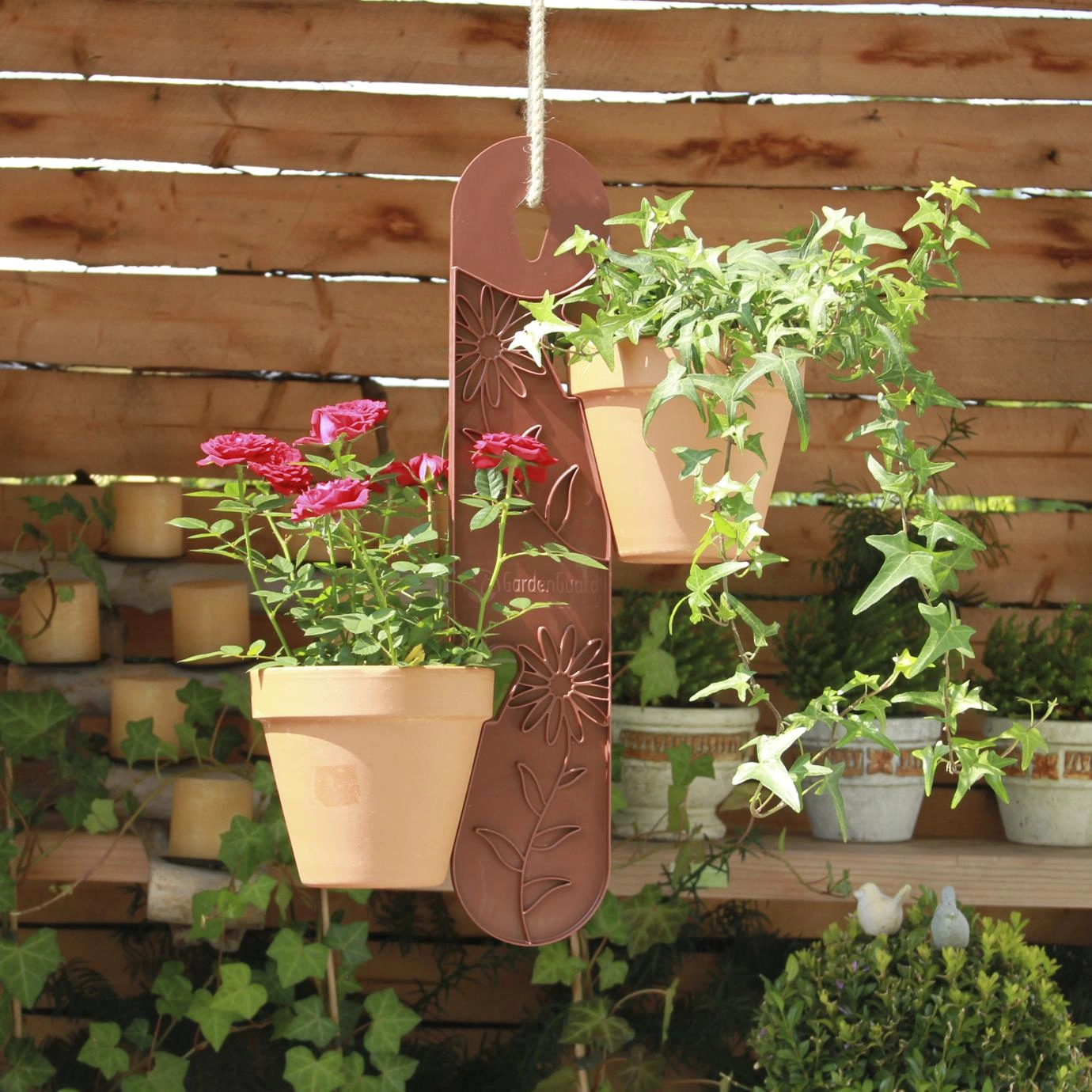 Blumenampel, braun - 2