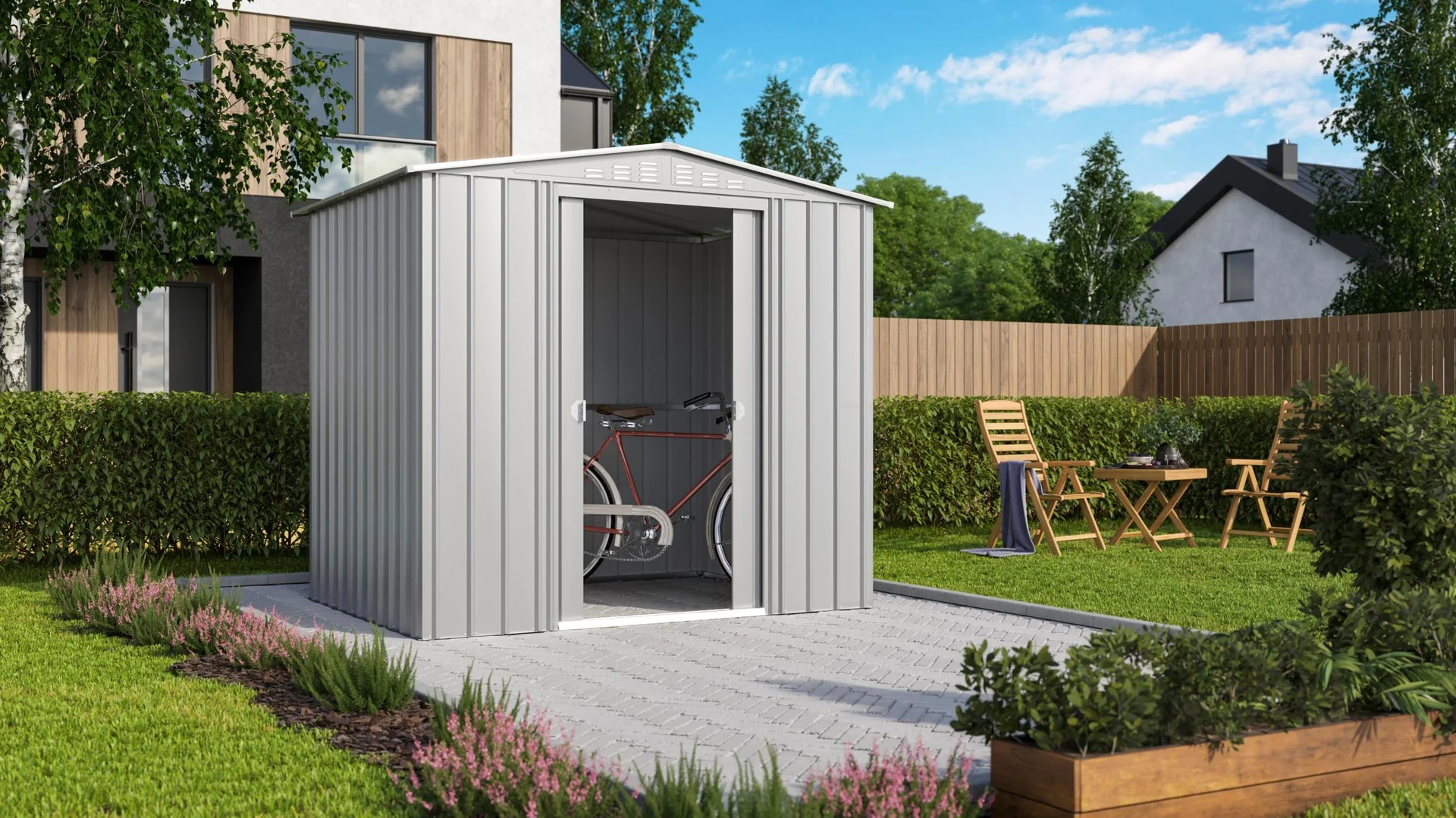 Gerätehaus Tower 86, Silber-Metallic - 2