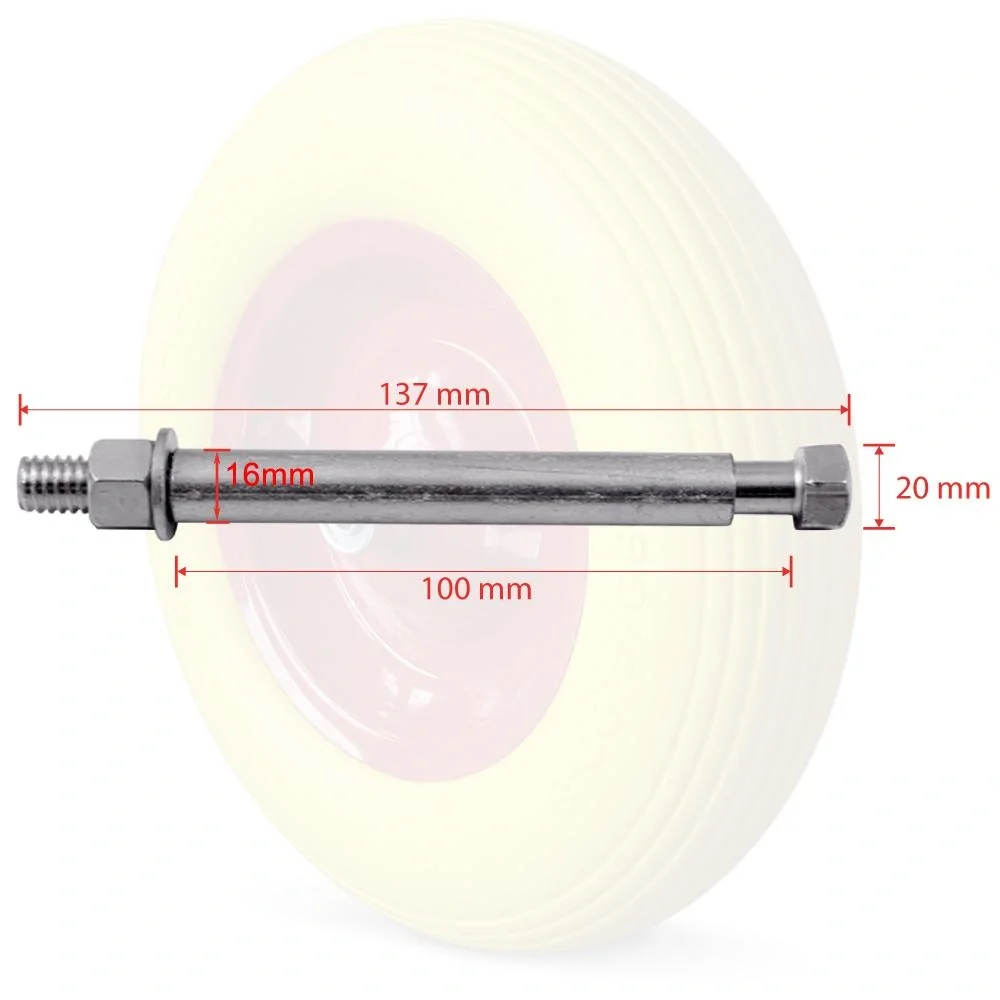 Schubkarrenrad PU-Schaum inkl. Achse - 2