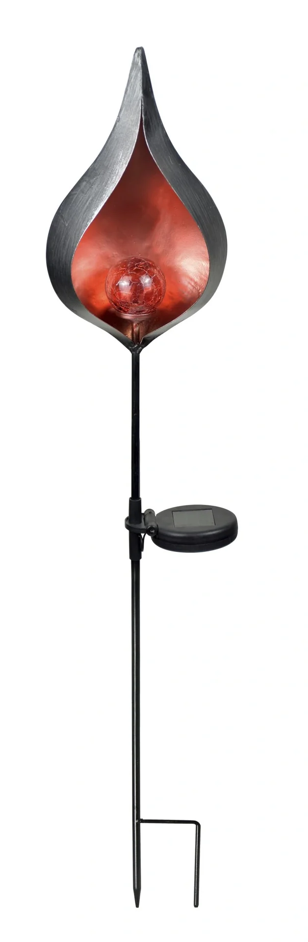 Metall Solar Leuchte mit Echtglaskugel - 3