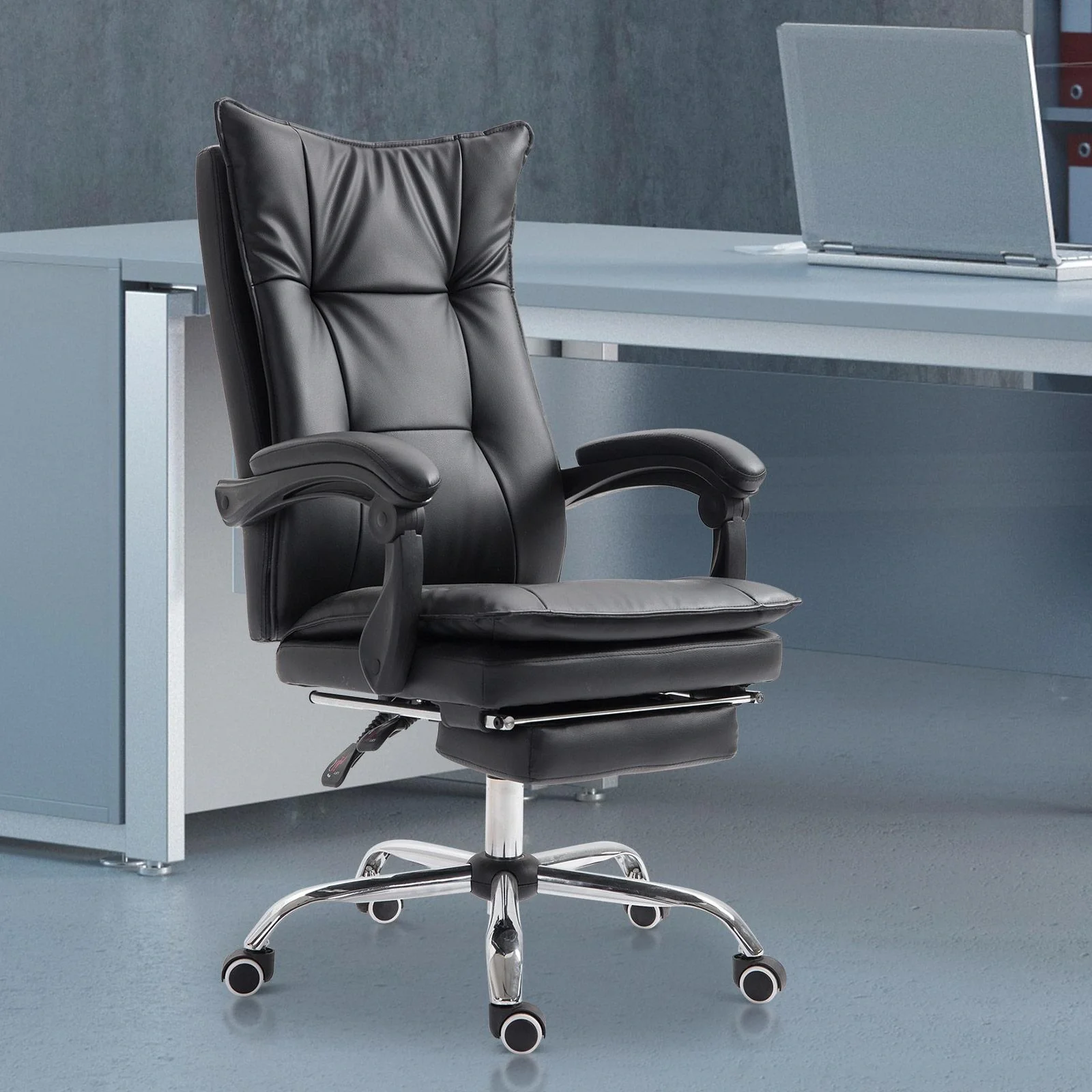Chefsessel Bürosessel Bürostuhl Schreibtischsessel höhenverstellbar ergonomisch Schwarz 70 x 64 x (106 113) cm - 10