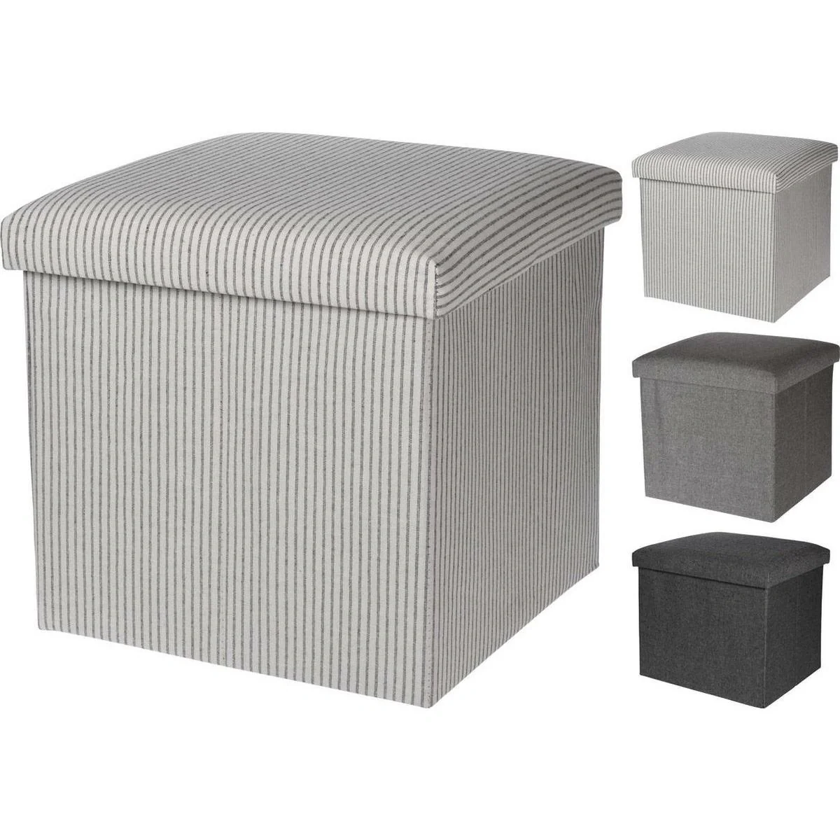 NL Aufbewahrungsbox / Fußhocker - Fußhocker mit Ablage - 38 x 38 cm - Baumwolle - Schwarz - 2