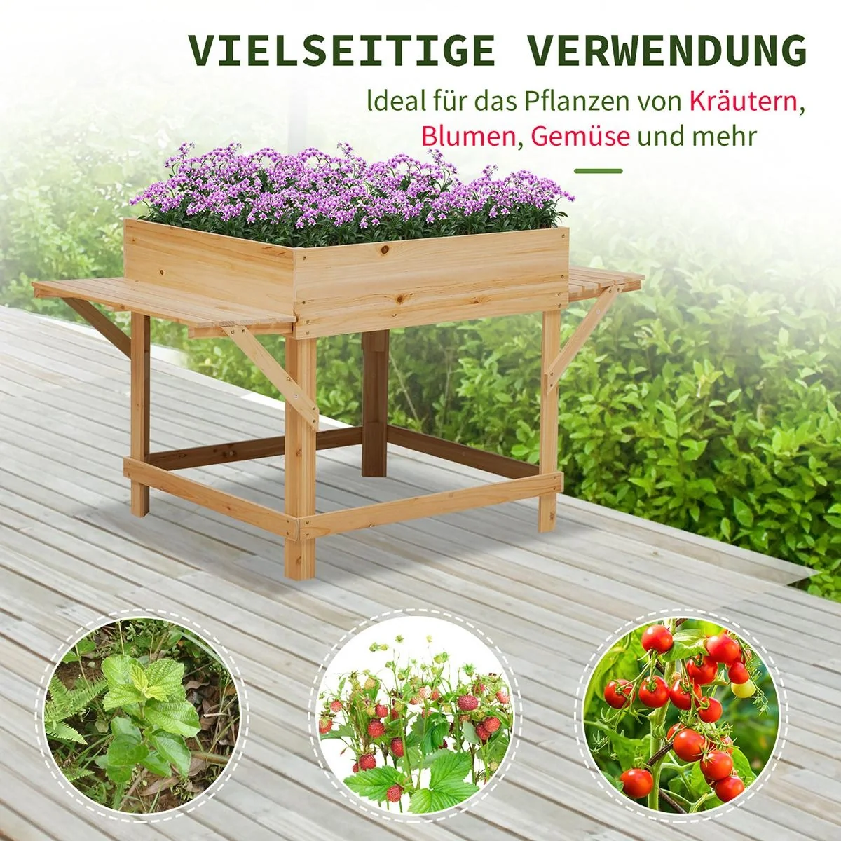 Pflanzkasten mit Ablage natur - 10