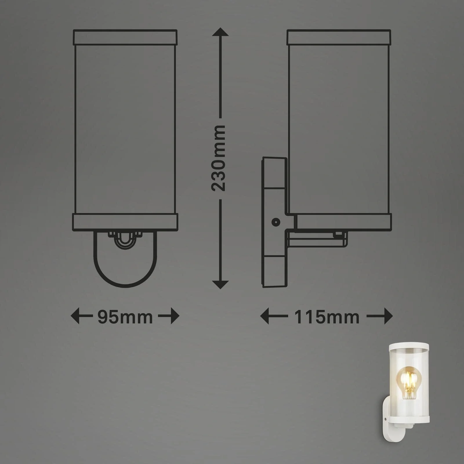 Außenleuchte, 1-flammig, Metall-Kunststoff / weiß, IP44, E27 Fassung - 6