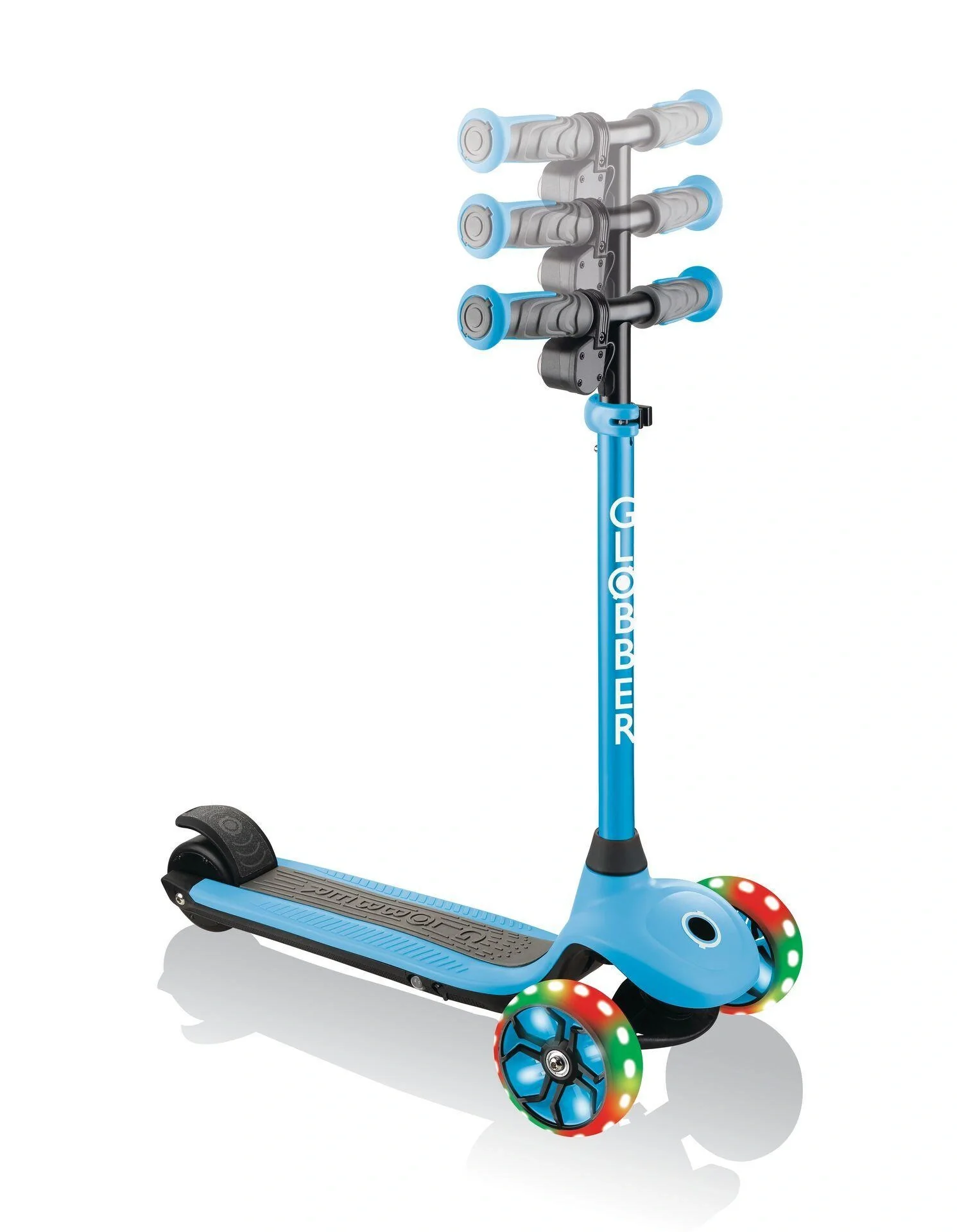 ONE K E-MOTION 4 PLUS, E-Scooter, Lithium-Batterie, 80 W Motor, 125/90 mm, 3-rädrig, LED-Rollen, hellblau - 10