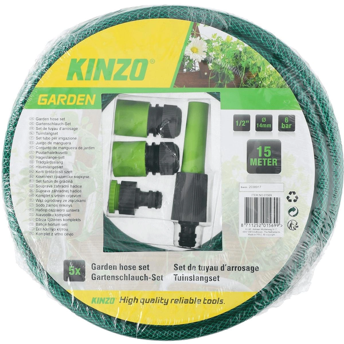 Tauchpumpe - 900W - 18000L/h MIT 15-Meter-Gartenschlauch inklusive Düse und Armaturen UND 1"-Hahn - 9