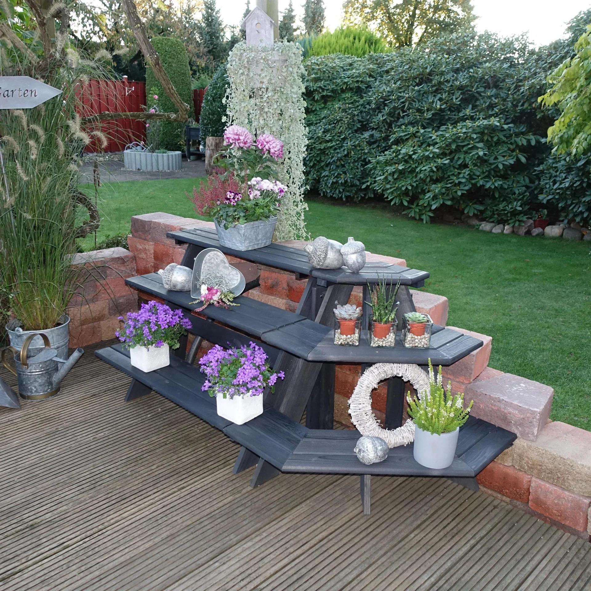 Blumentreppe "Anja" mit Eckelement, anthrazit - 2