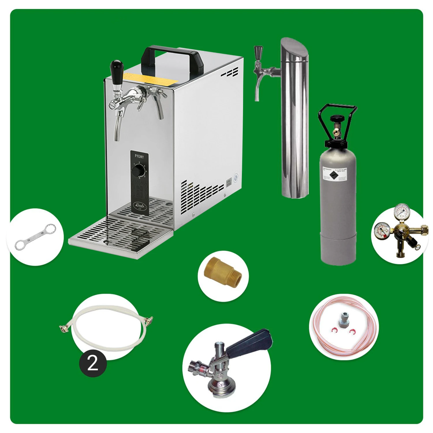 Untertheken-Komplett-Set-Zapfanlage--Bierzapfanlage--Bierkoffer--Durchlaufkuehler-PYGMY-25-1-leitig-Trockenkuehler--35-Liter-h--inkl--Schanksaeule--Green-Line-453070_11.jpg