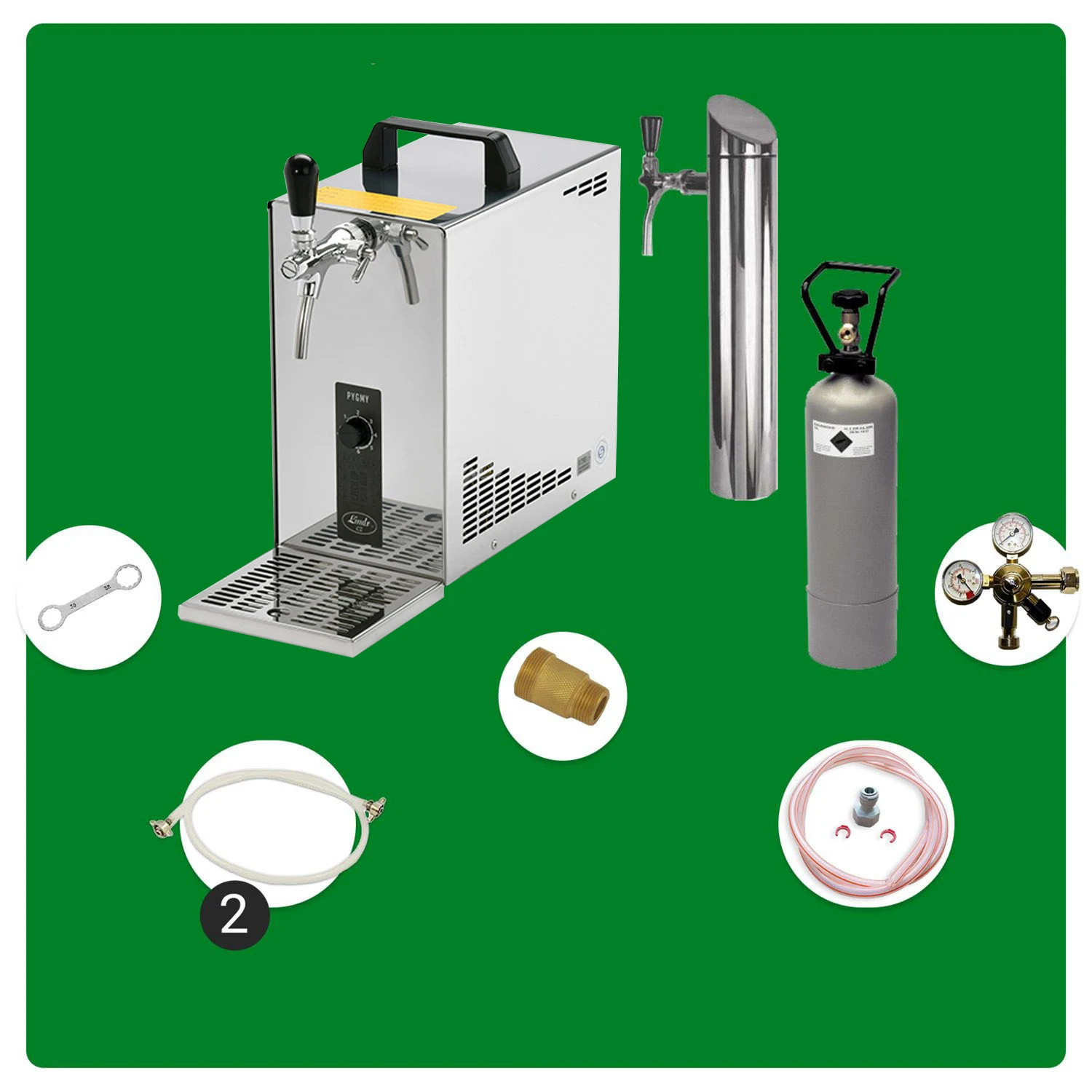 Untertheken-Komplett-Set-Zapfanlage--Bierzapfanlage--Bierkoffer--Durchlaufkuehler-PYGMY-25-1-leitig-Trockenkuehler--35-Liter-h--inkl--Schanksaeule--Green-Line-453070_13.jpg