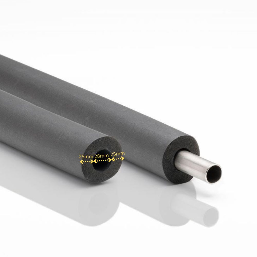 AEROFLEX® SH Rohrisolierung, Rohrdämmung - 2m, Flexibler Dämmstoff aus Geschlossenzelligem Schaum Kautschukbasis, Schwarz - 28 x 20 mm-0