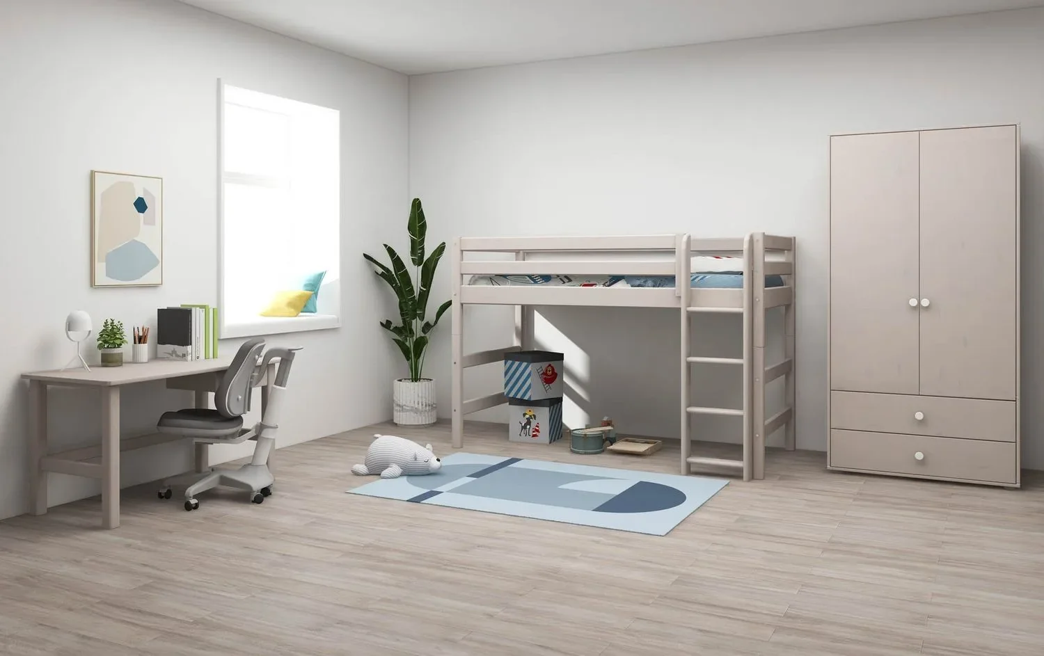 FLEXA-Etagenbett--Hochbett--Mittelhohes-Bett-mit-gerader-Leiter-Massivholz-Kiefer--90x200-cm--Platzsparende-Loesung-99930817_10.jpg