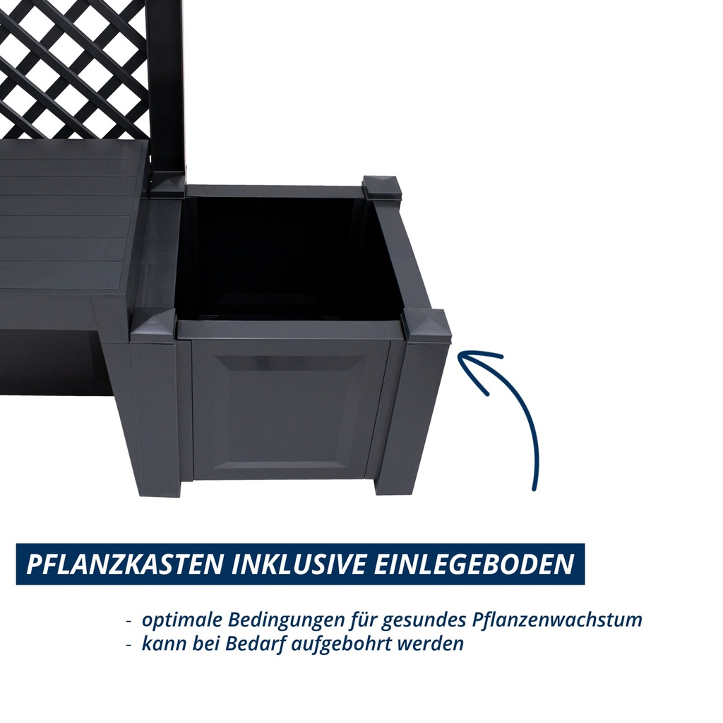 Gartenbank „Kopenhagen“ mit Pflanzkästen und Spalier, anthrazit (4)