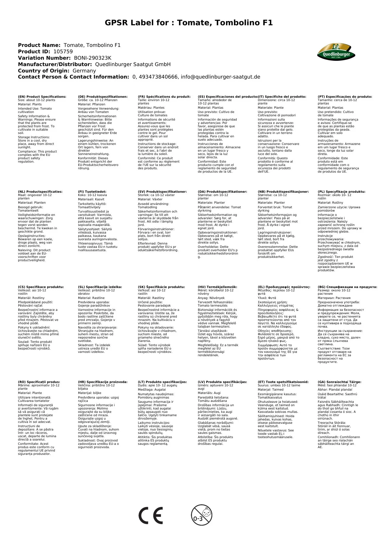 Tomate, Tombolino F1-1