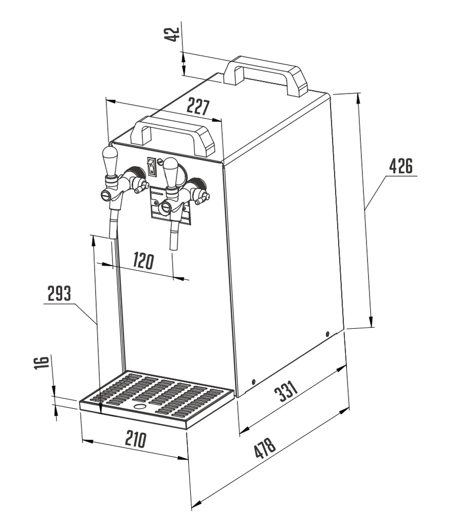 Kontakt-40-K-PROFI-Bierzapfanlage-2-leitig--50-Liter-h--Trockenkuehlgeraet-mit-Membranpumpe-u--integriertem-Druckregler--Edelstahlgehaeuse--Green-Line_3.jpg