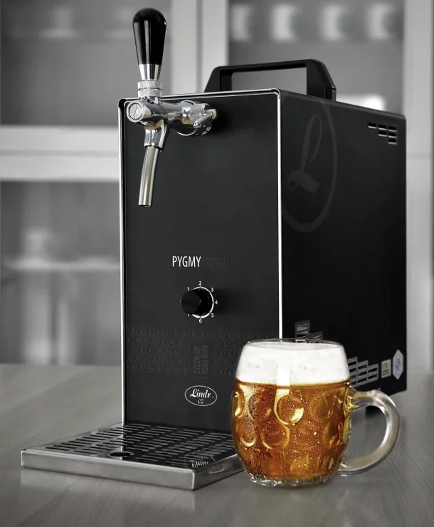 Zapfanlage--Bierzapfanlage-PYGMY-25-K-mit-Membranpumpe--1-leitig-Trockenkuehlgeraet-aus-Edelstahl--35-Liter-h--Green-Line-99922305_1.png