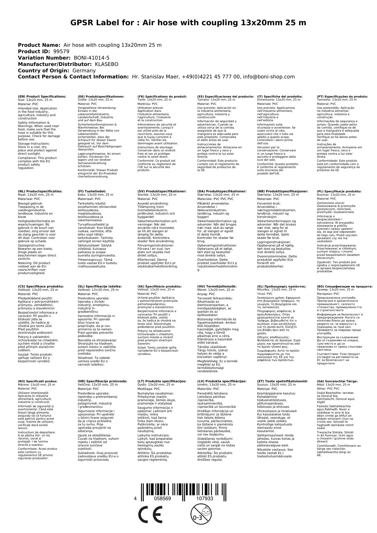 Druckluftschlauch m. Kupplung 13x20mm 25 m-3