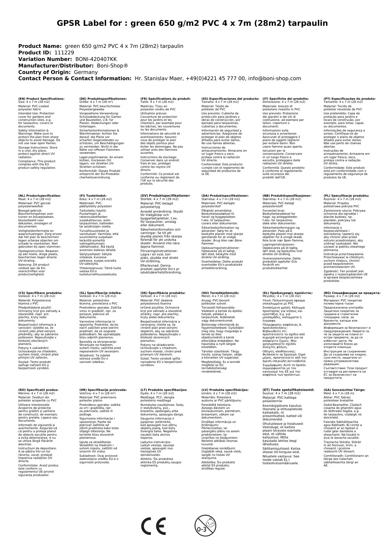 grün 650 g/m² PVC 4 x 7m (28m²) Plane-2
