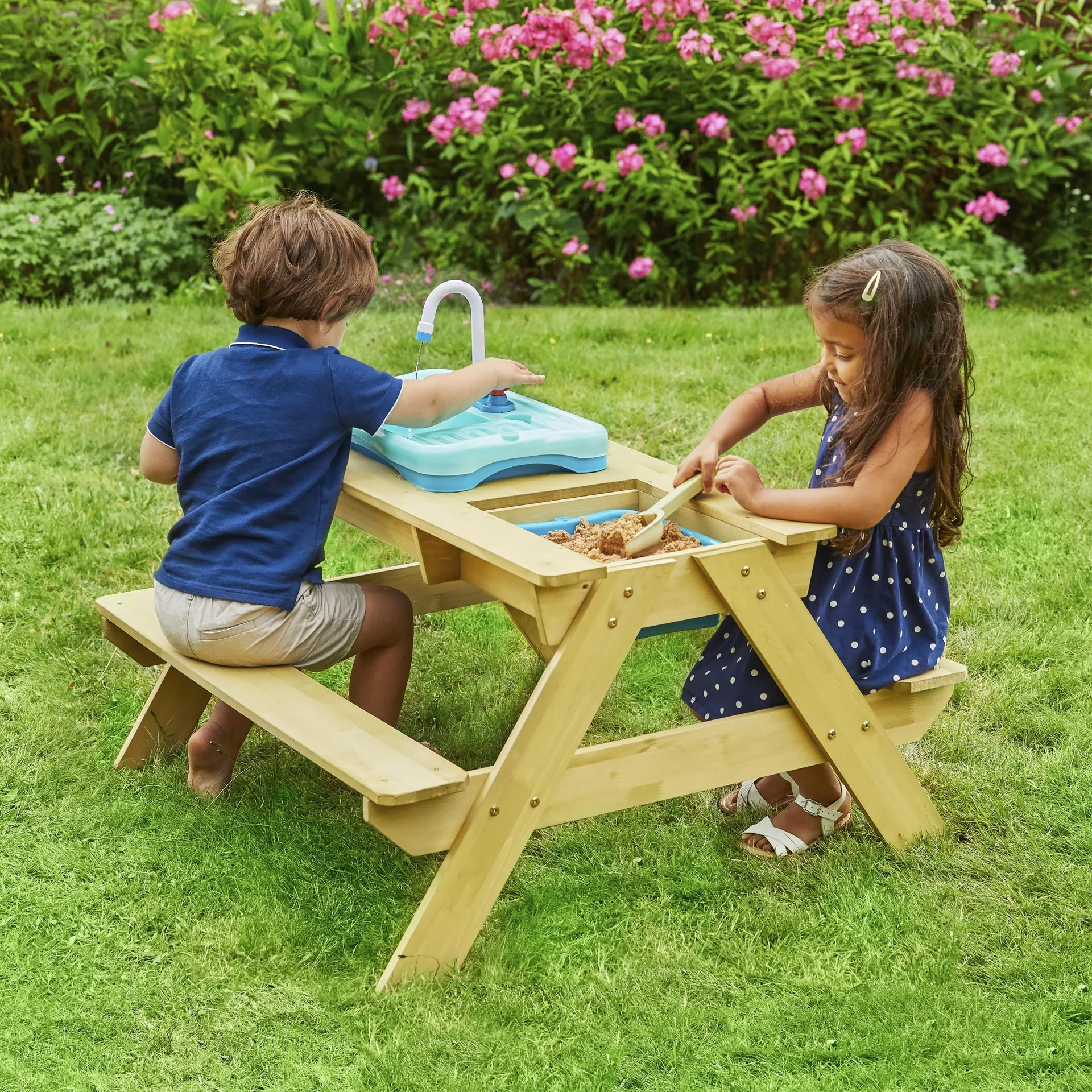 Spielwaren Holz Kinder Picknicktisch 89x94x51 cm Natur - 2